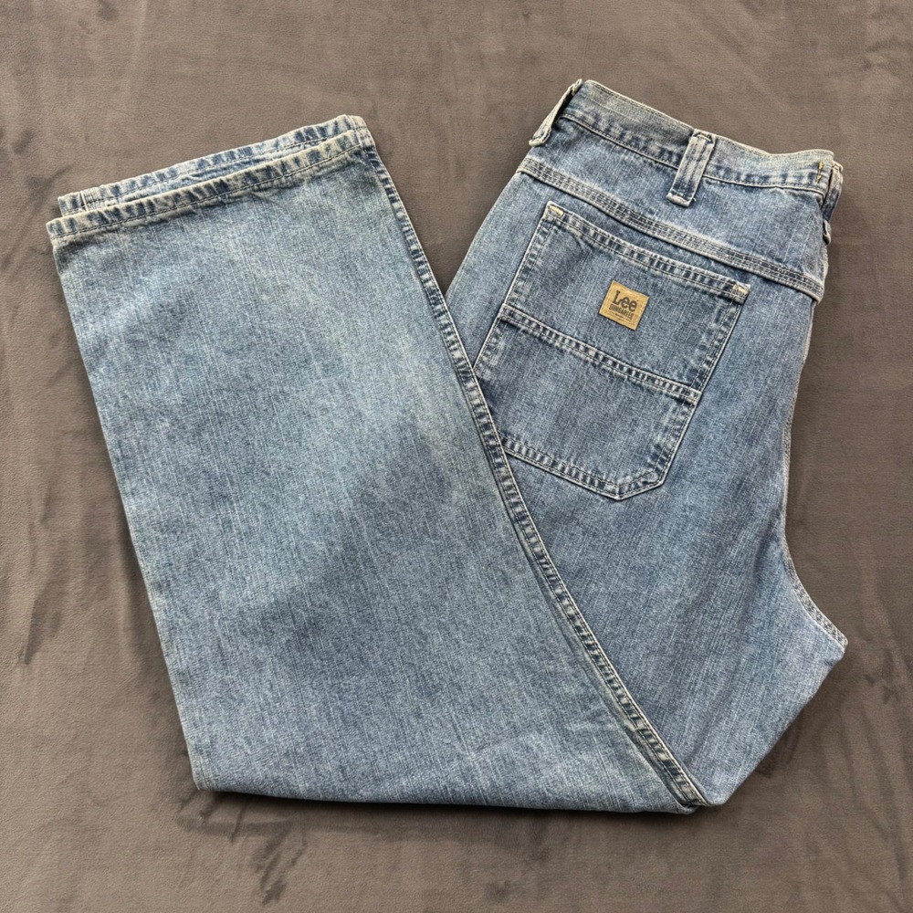 Lee Dungarees Carpenter Jeans Mens 40x30 Light Wash Denim Workwear Straight‎ Leg